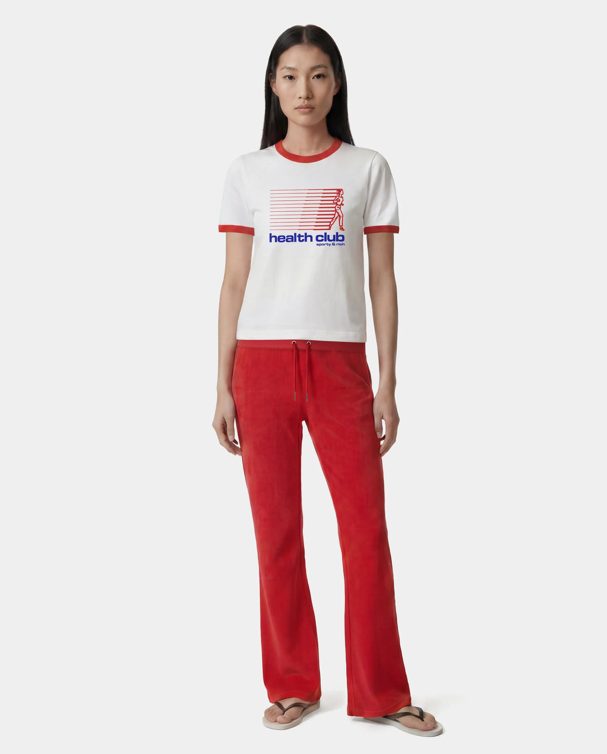 Sporty & Rich W Bold Health Soft Ringer Tee White/Sports Red
