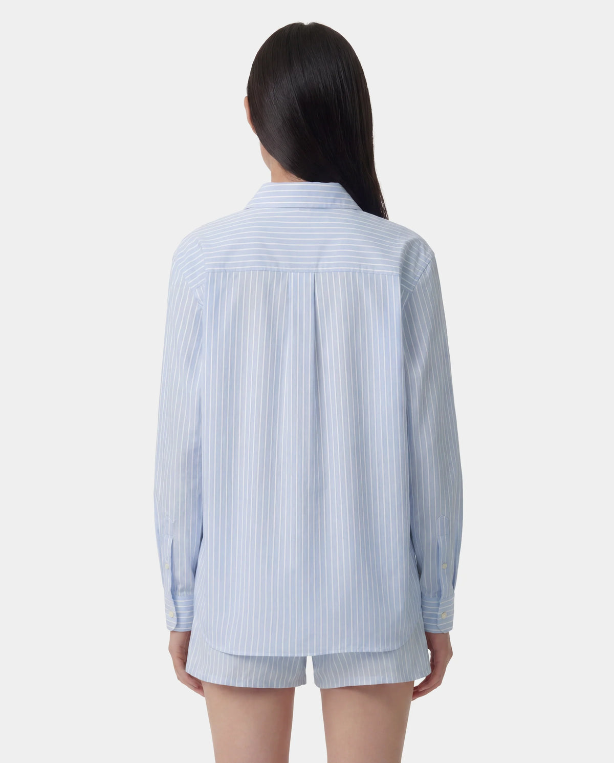 Sporty & Rich W Signature Logo Oversized Shirt Mist Striped