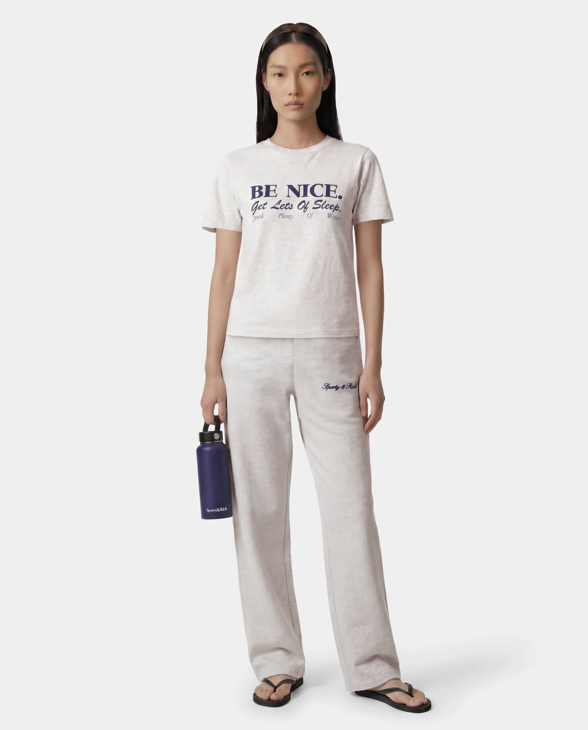 Sporty & Rich W Be Nice Essential Tee Heather Gray
