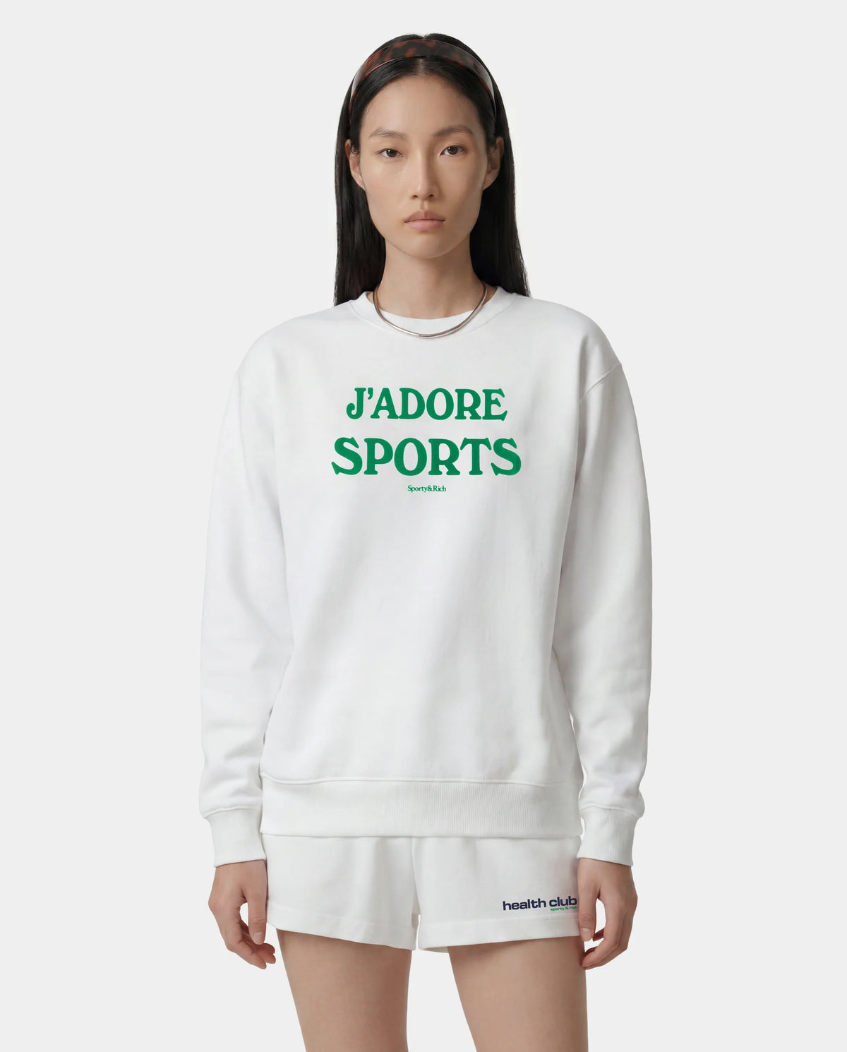Sporty & Rich W Jadore Flocked Crewneck White/Kelly