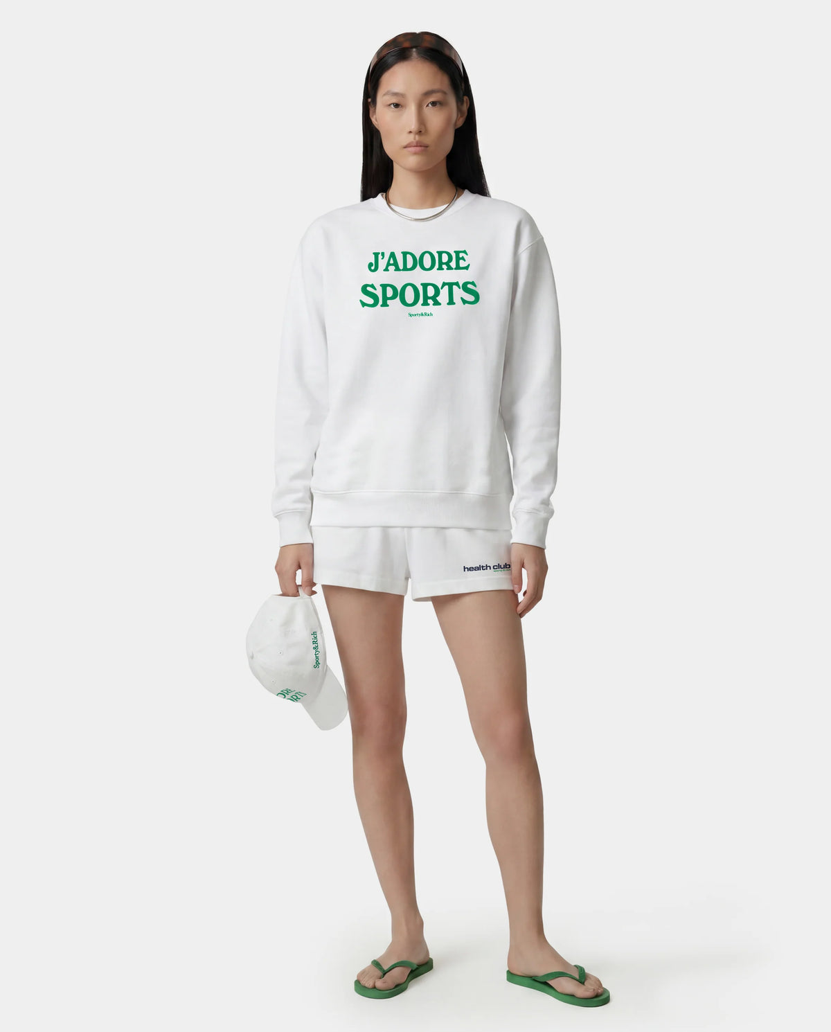 Sporty & Rich W Jadore Flocked Crewneck White/Kelly