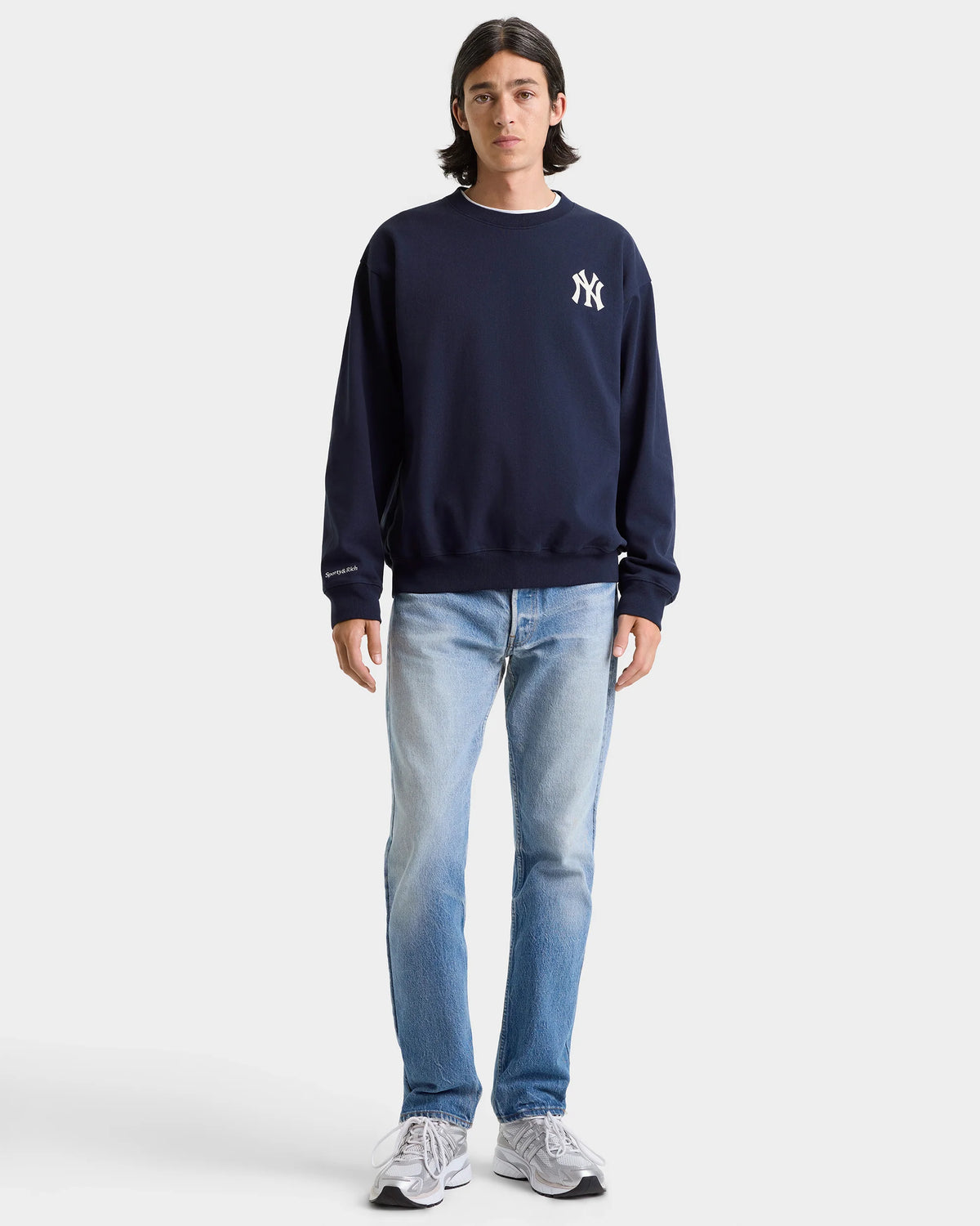 Sporty & Rich Heritage Yankees Serif Crewneck Dark Navy