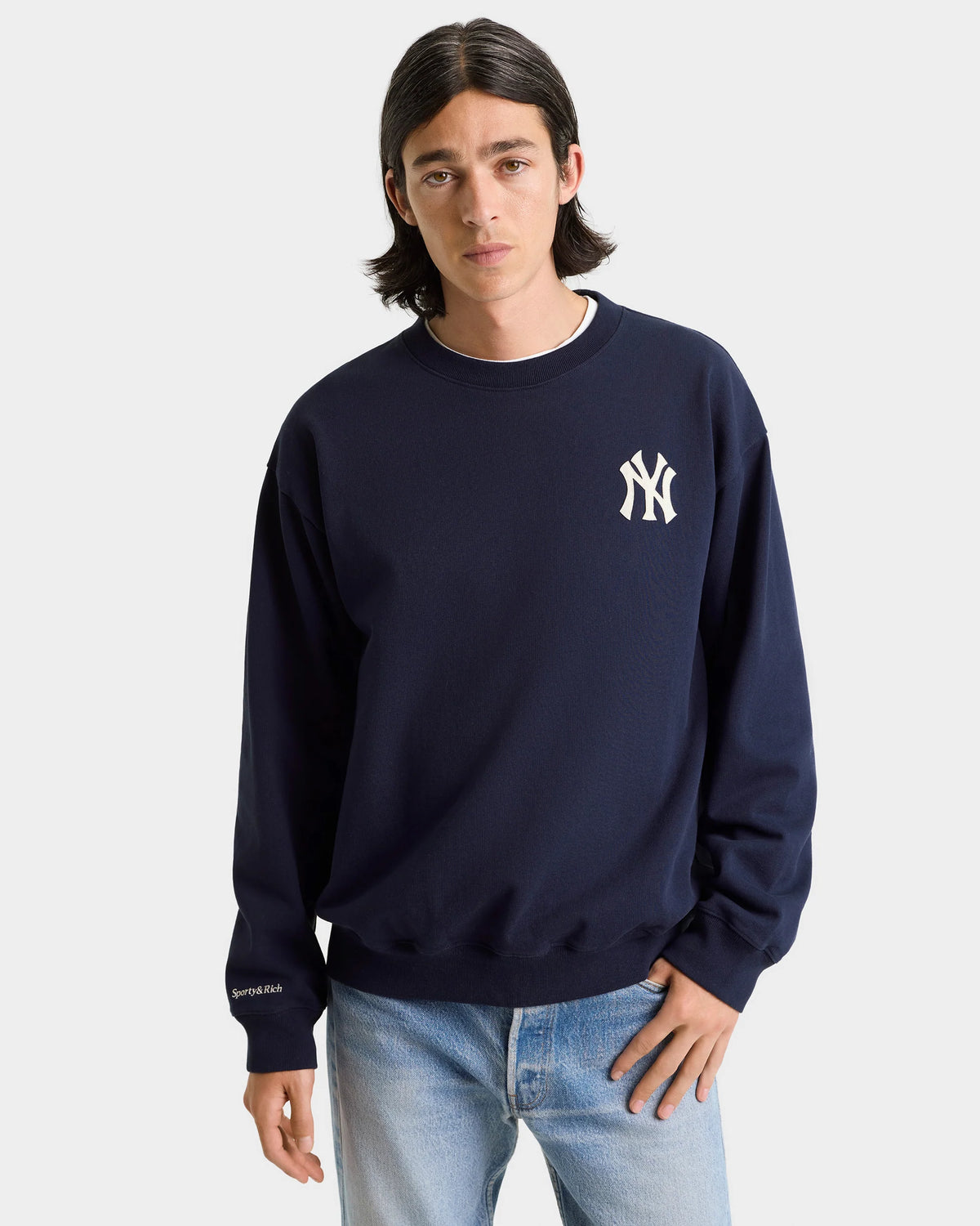 Sporty & Rich Heritage Yankees Serif Crewneck Dark Navy