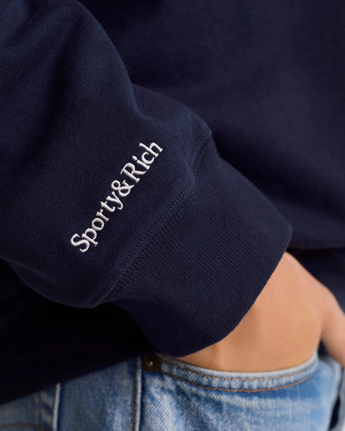 Sporty & Rich Heritage Yankees Serif Crewneck Dark Navy