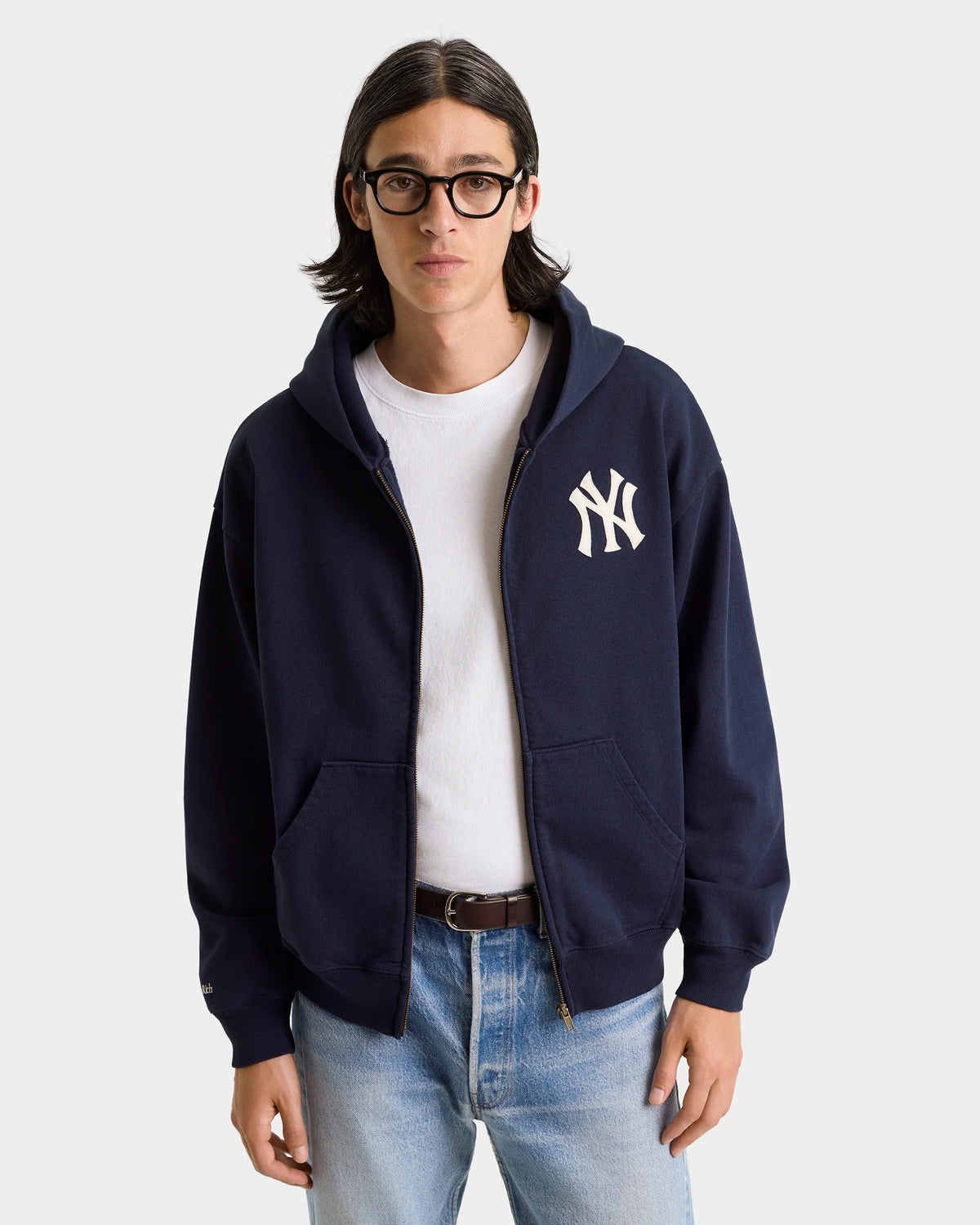 Sporty & Rich Heritage Yankees Serif Zip Hoodie Dark Navy