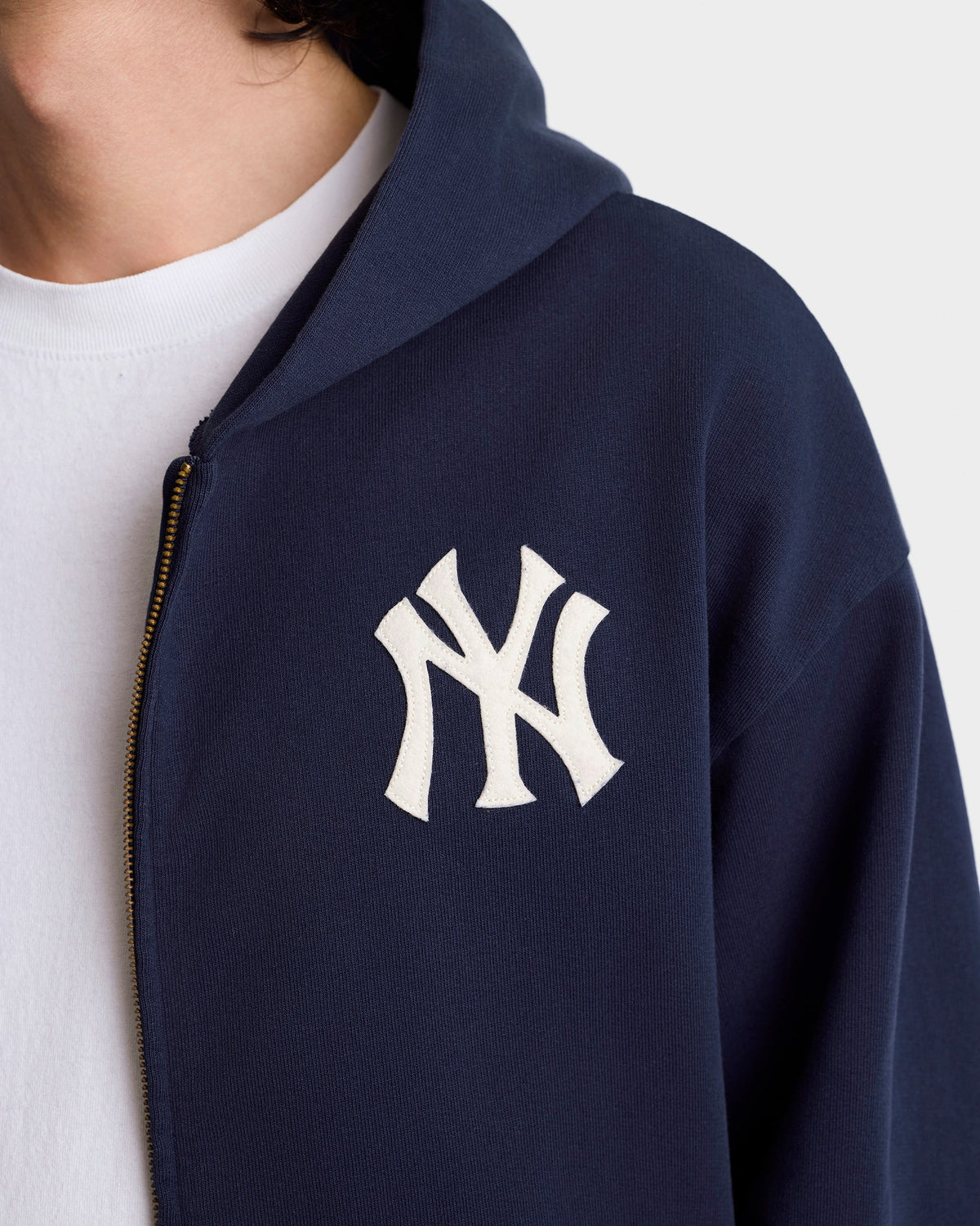 Sporty & Rich Heritage Yankees Serif Zip Hoodie Dark Navy