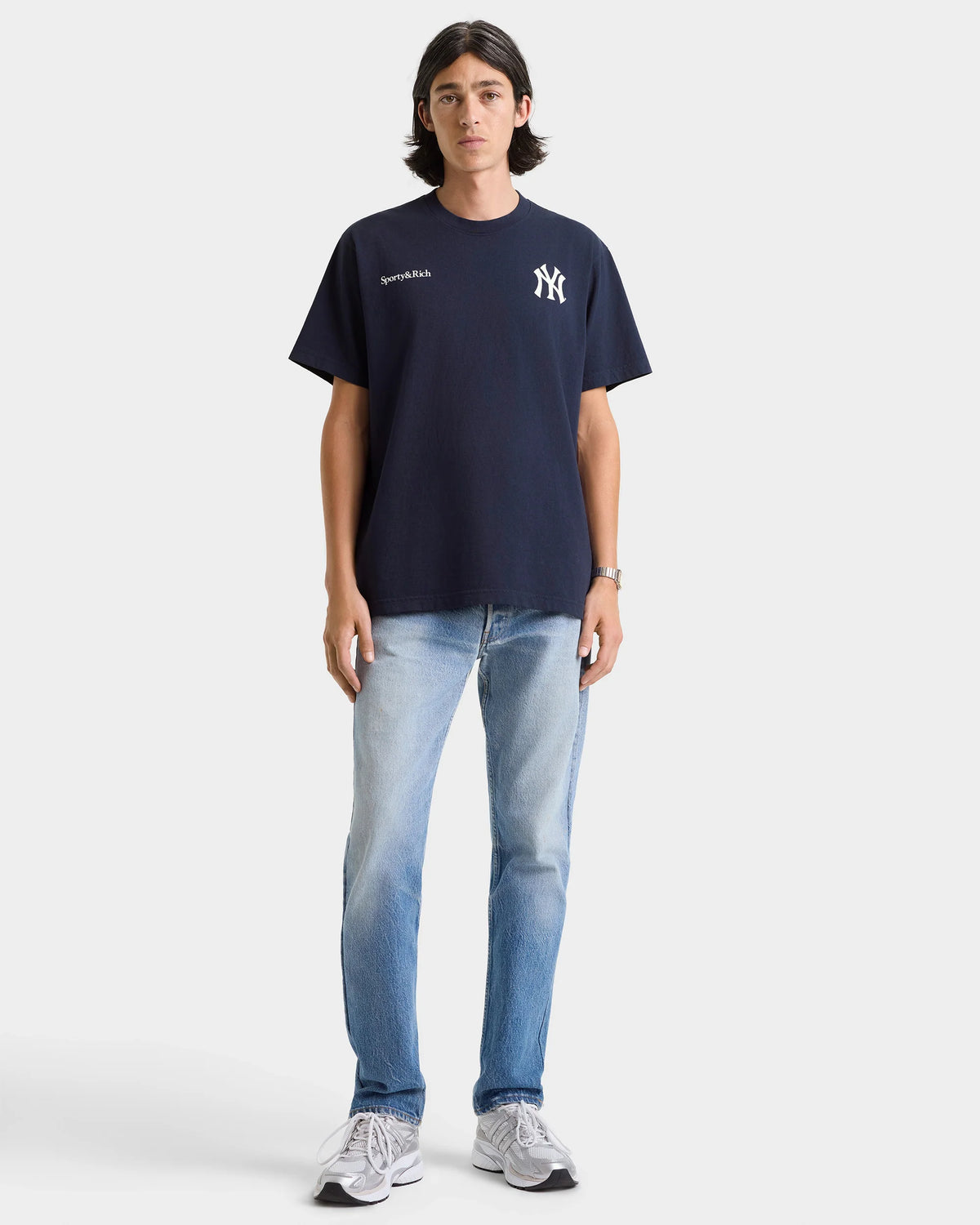 Sporty & Rich Yankees Curve T-Shirt Dark Navy