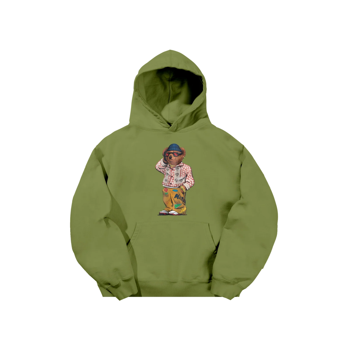 Market Folk Fitted Bear Hoodie Sphagnum