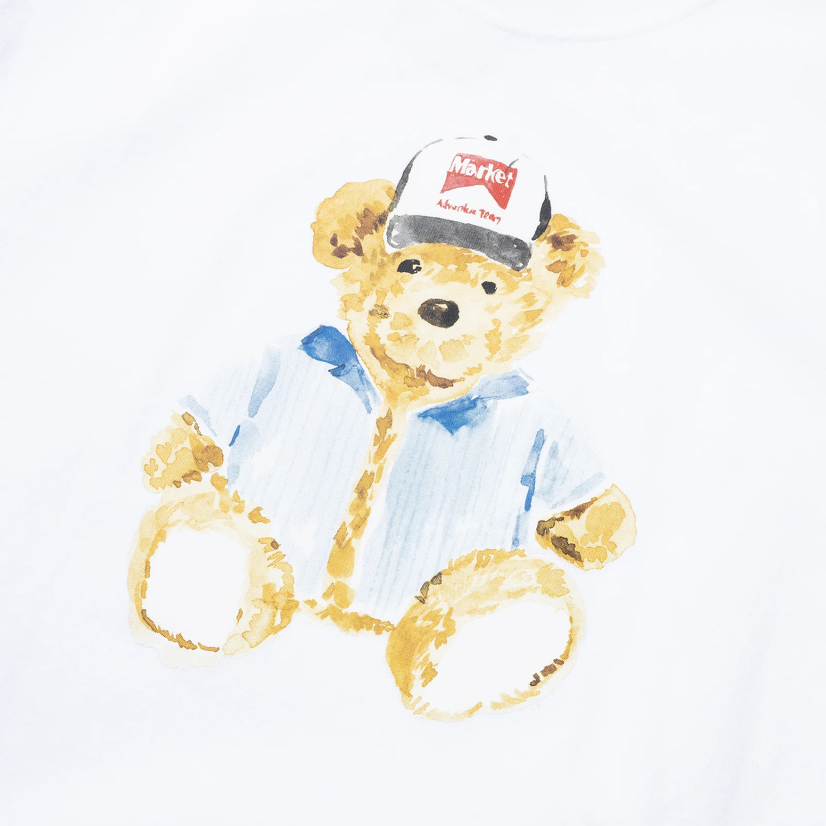 Market Watercolor Teddy T-Shirt White