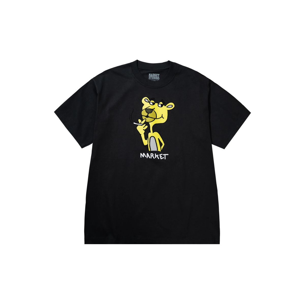 Market Yellow Panther T-Shirt Washed Black