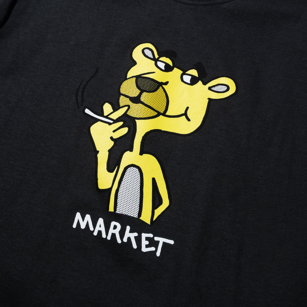 Market Yellow Panther T-Shirt Washed Black