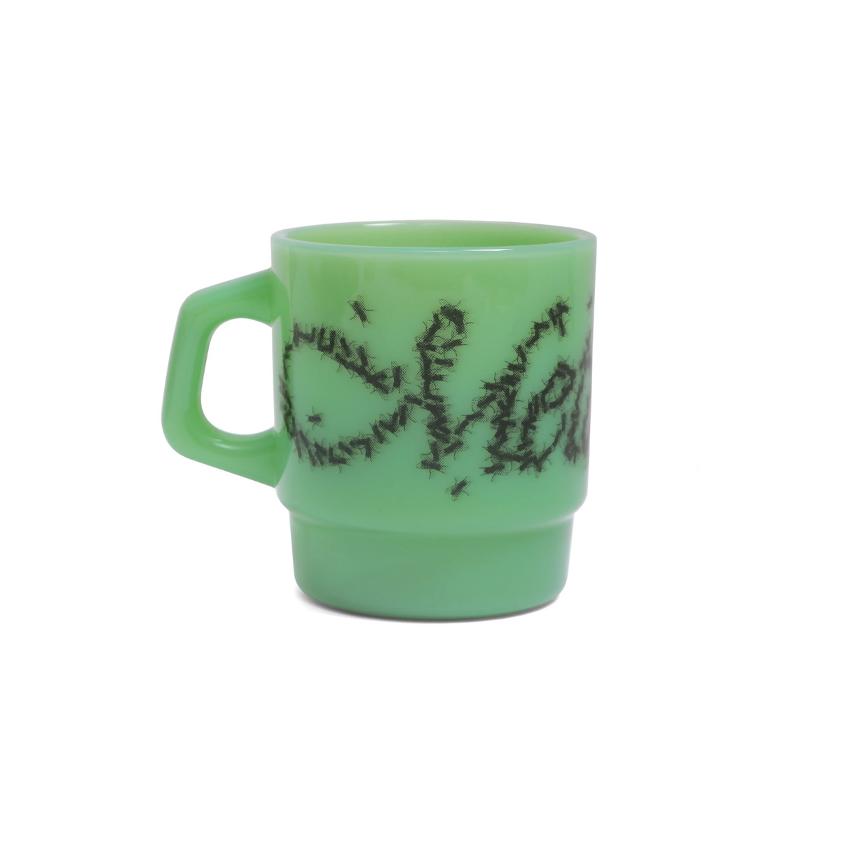 Metalwood Flies Milk Glass Mug Jade 