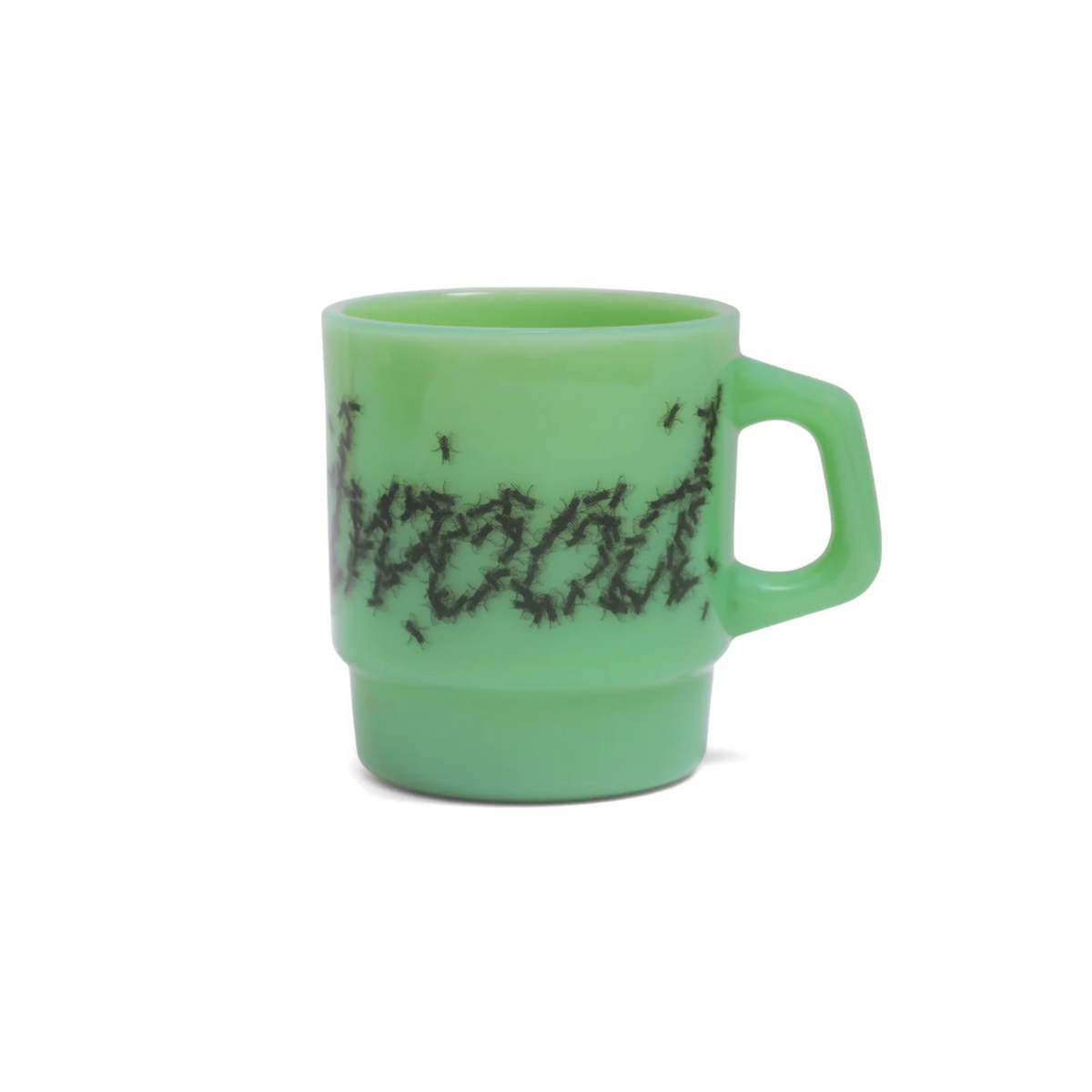 Metalwood Flies Milk Glass Mug Jade 
