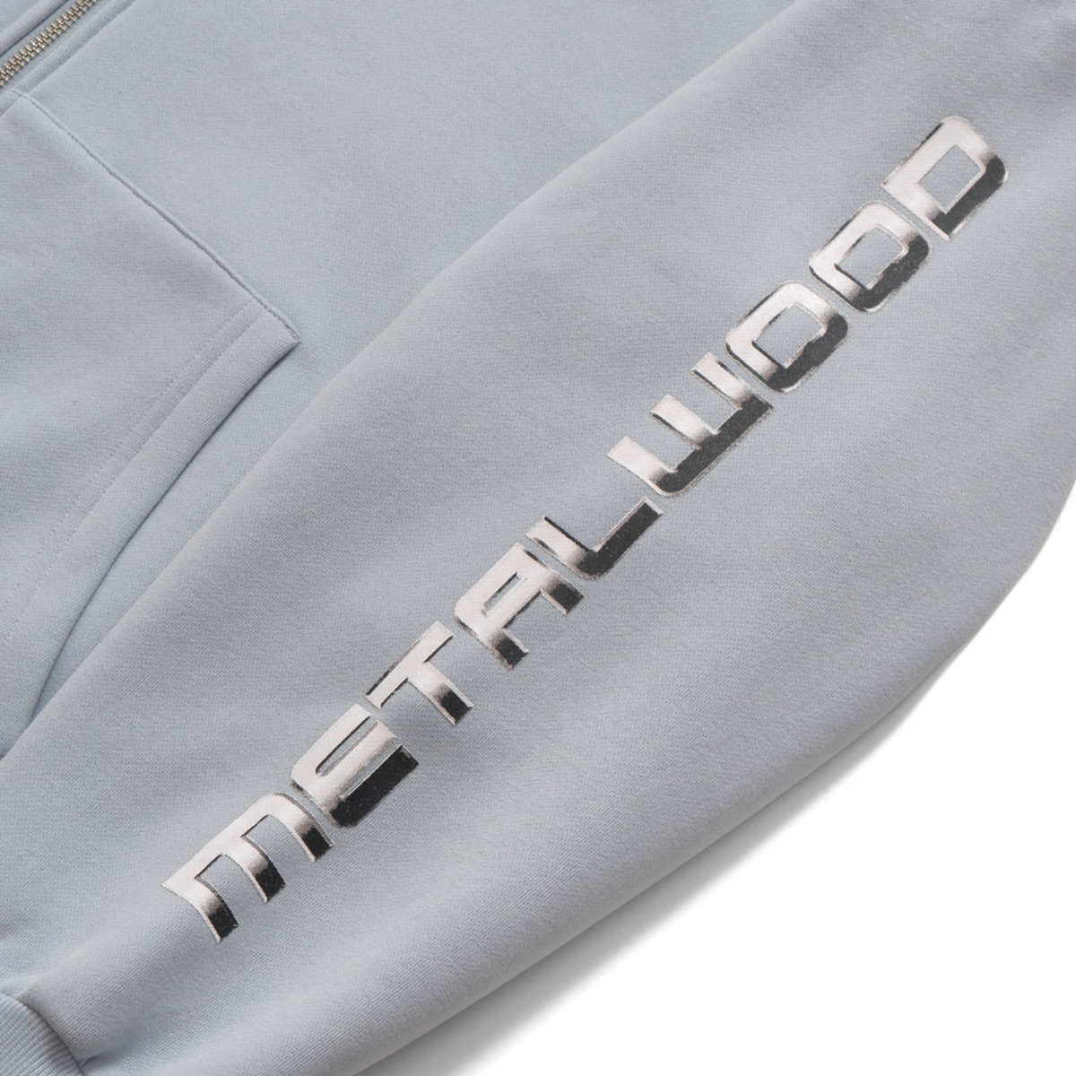 Metalwood Moto Zip Hooded Sweatshirt Dusty Blue