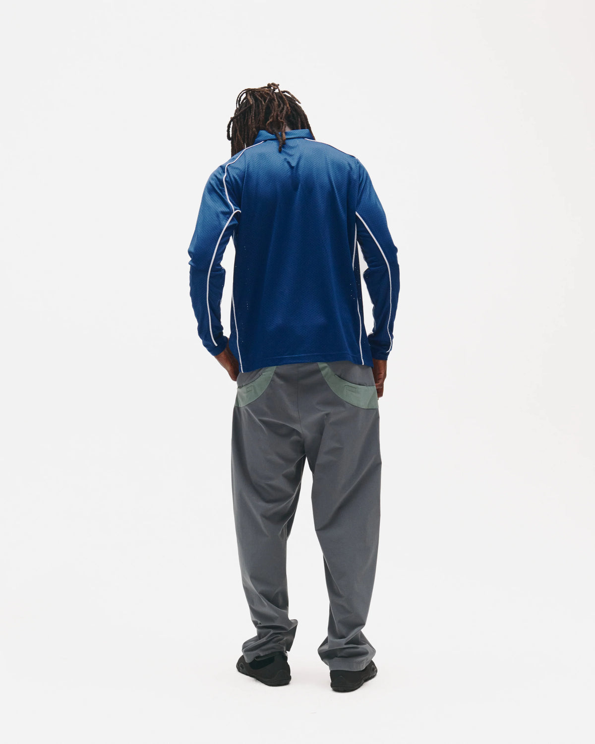 Metalwood Piped Longsleeve Quarter Zip Polo Navy