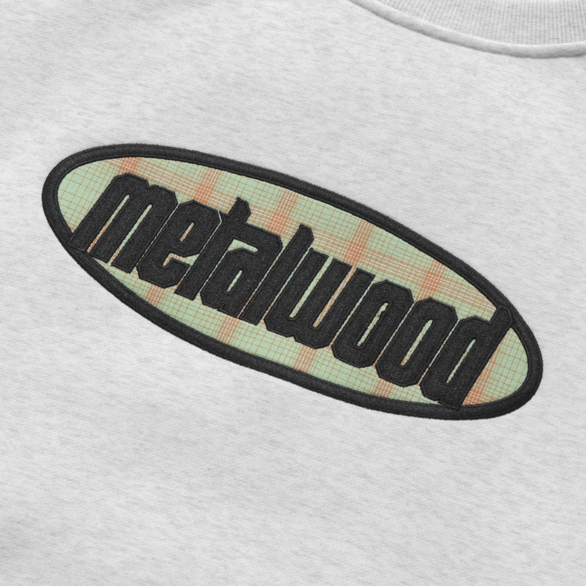 Metalwood Plaid Oval Logo Raglan Crewneck Heather Grey 