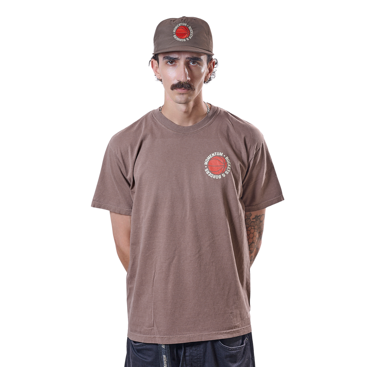 Mo Buckets Tee Walnut by Buckets &amp; Borders X Momentum