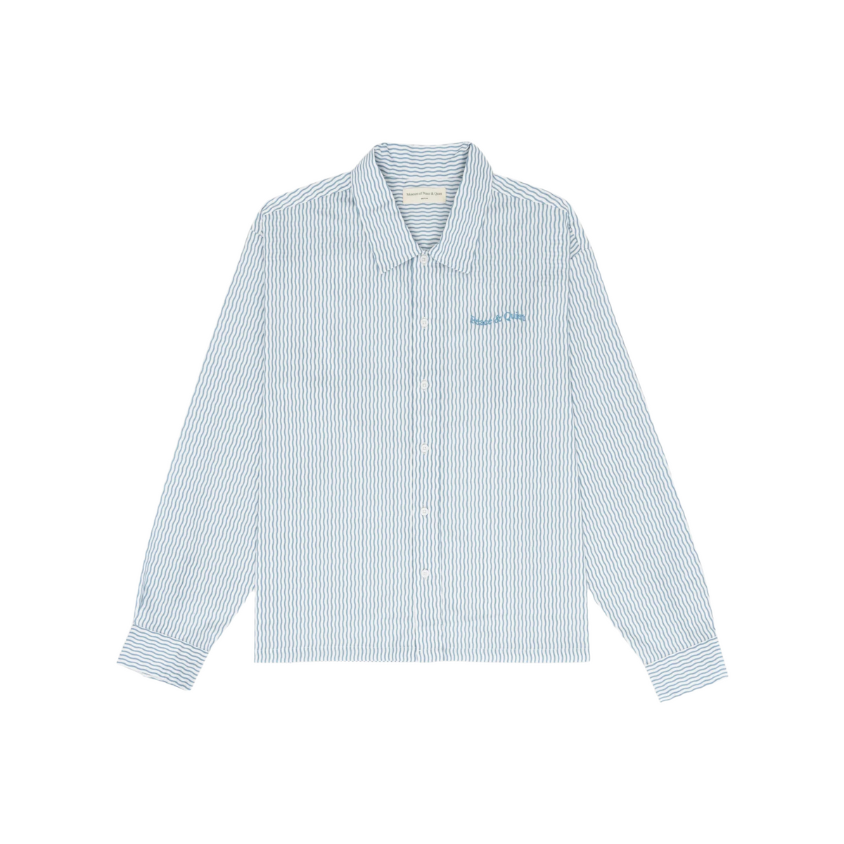 Museum of Peace and Quiet Wordmark Poplin Button Up Baby Blue