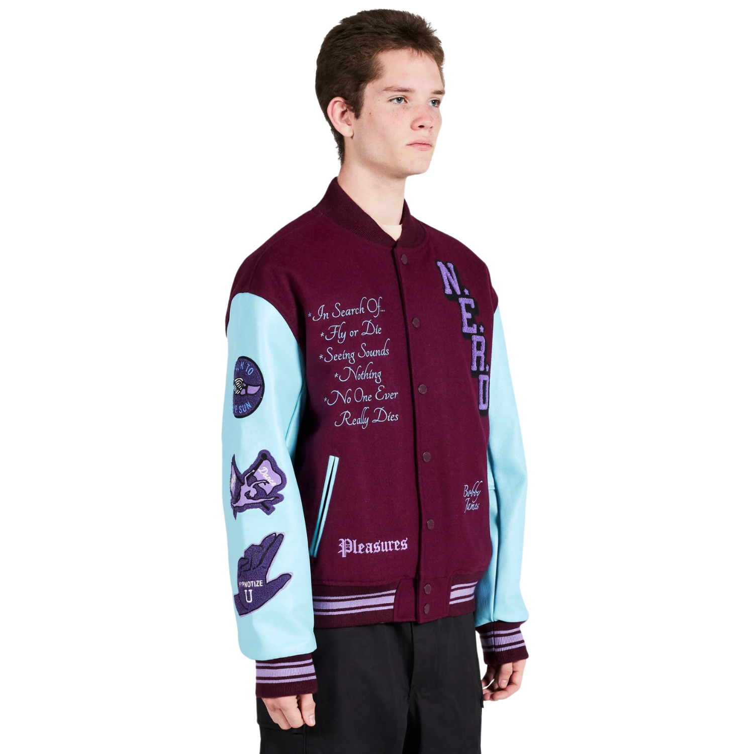 NERD VARSITY JACKET - PURPLE I PLEASURES - Momentum Clothing