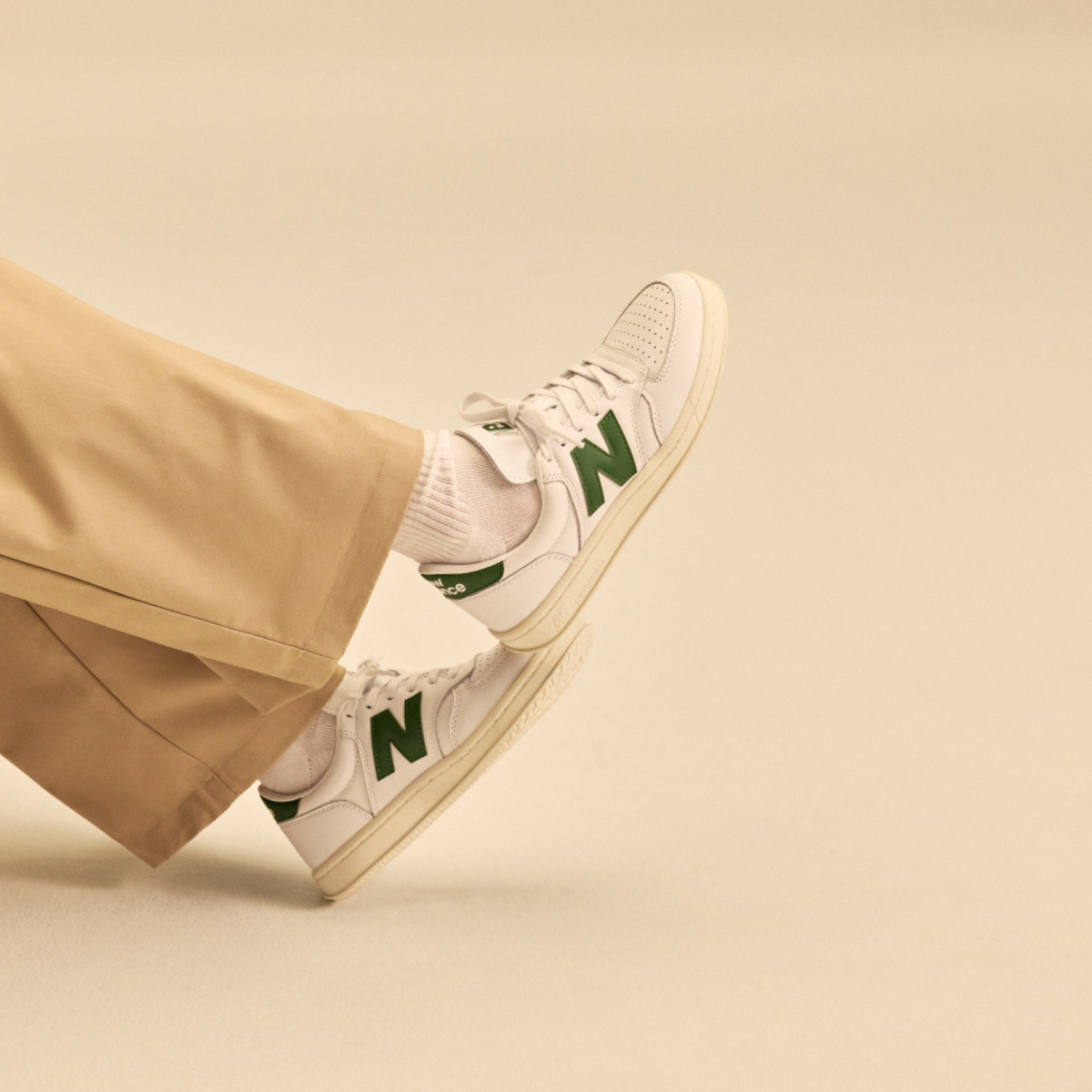 New Balance T500 White/Dark Alpine Green
