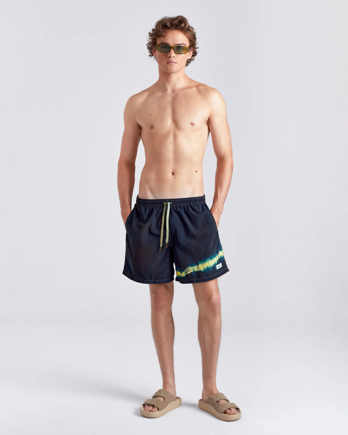 Bather Over Dyed Indigo Kiwi Swim Trunk Green 