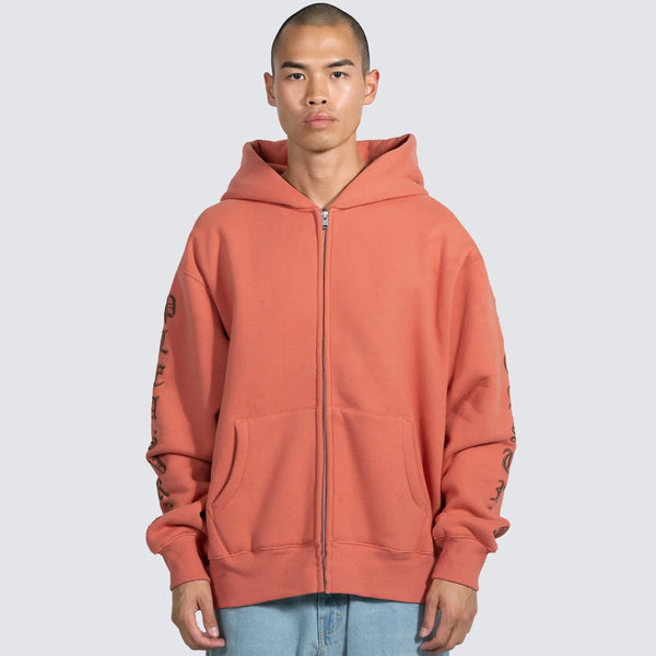 Pleasures OE Zip Up Hoodie Rust I Momentum - Momentum Clothing