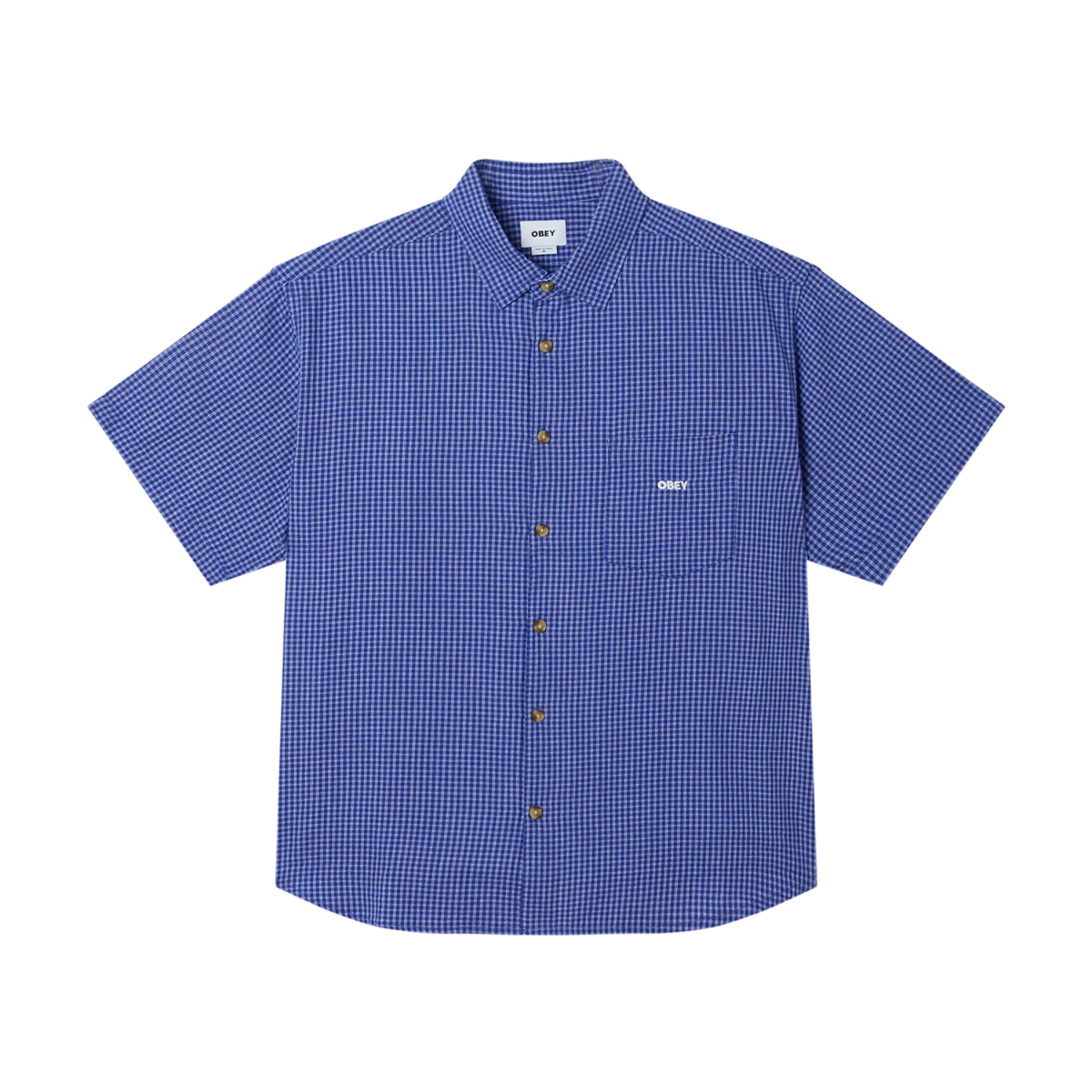 Obey Bigwig Frank Woven Short Sleeve Surf Blue Multi