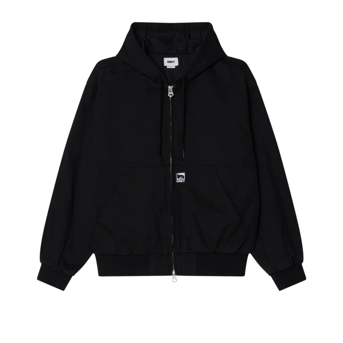 Obey Glen Zip Up Jacket Black Faded Wash