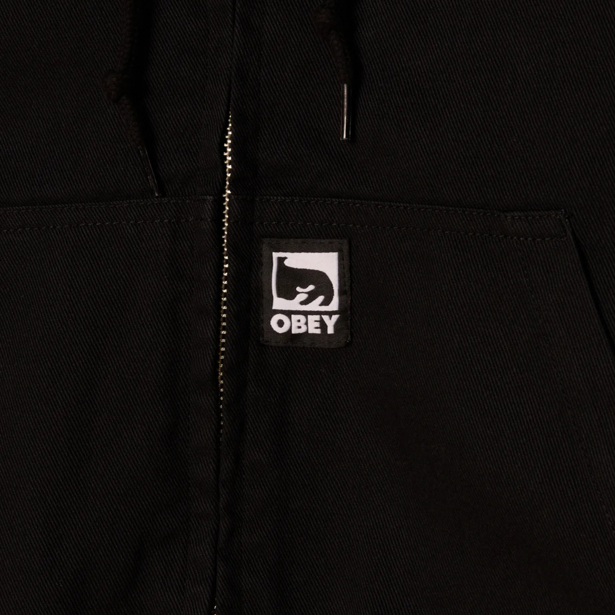 Obey Glen Zip Up Jacket Black Faded Wash
