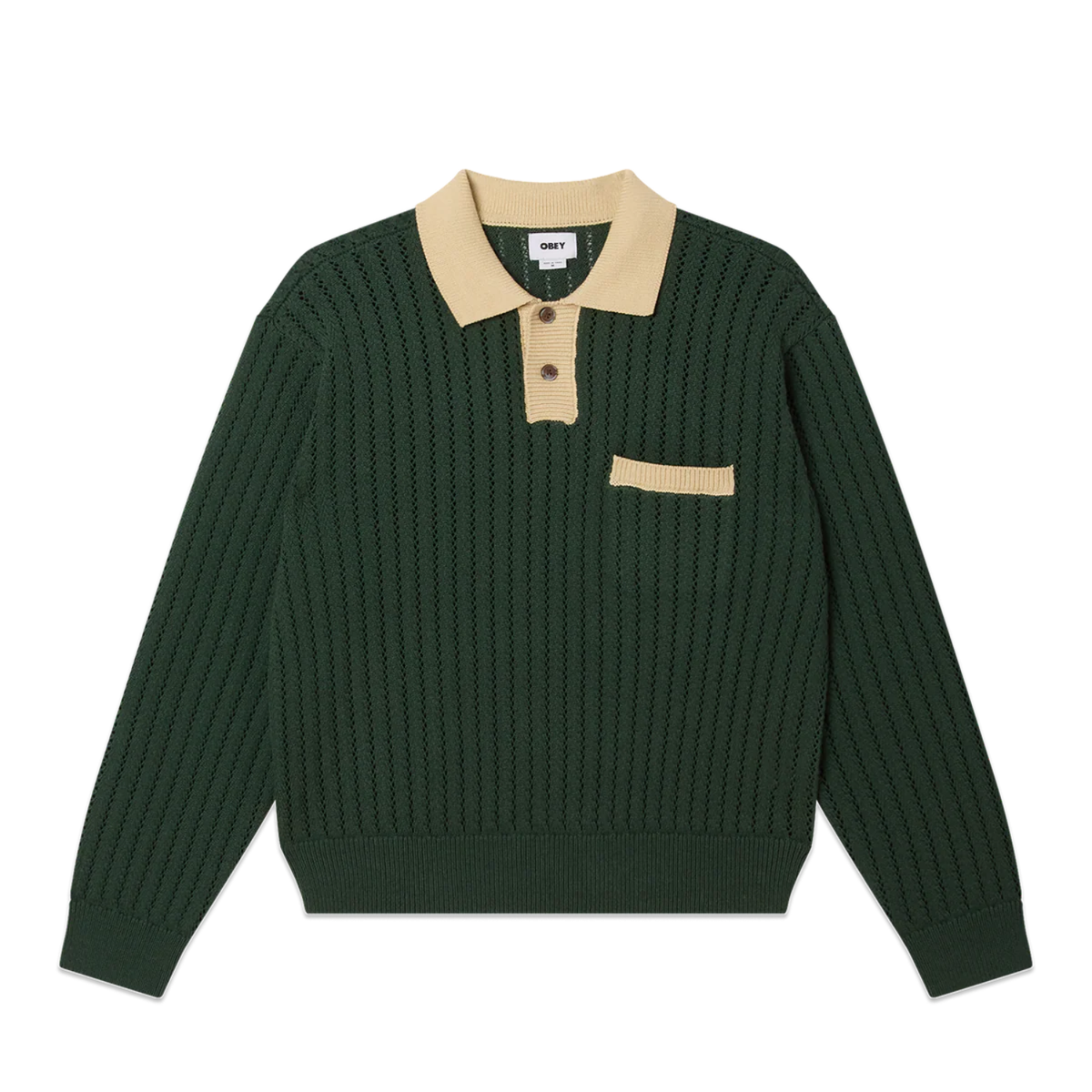 Obey Jasper Polo Sweater Pine Needle Multi