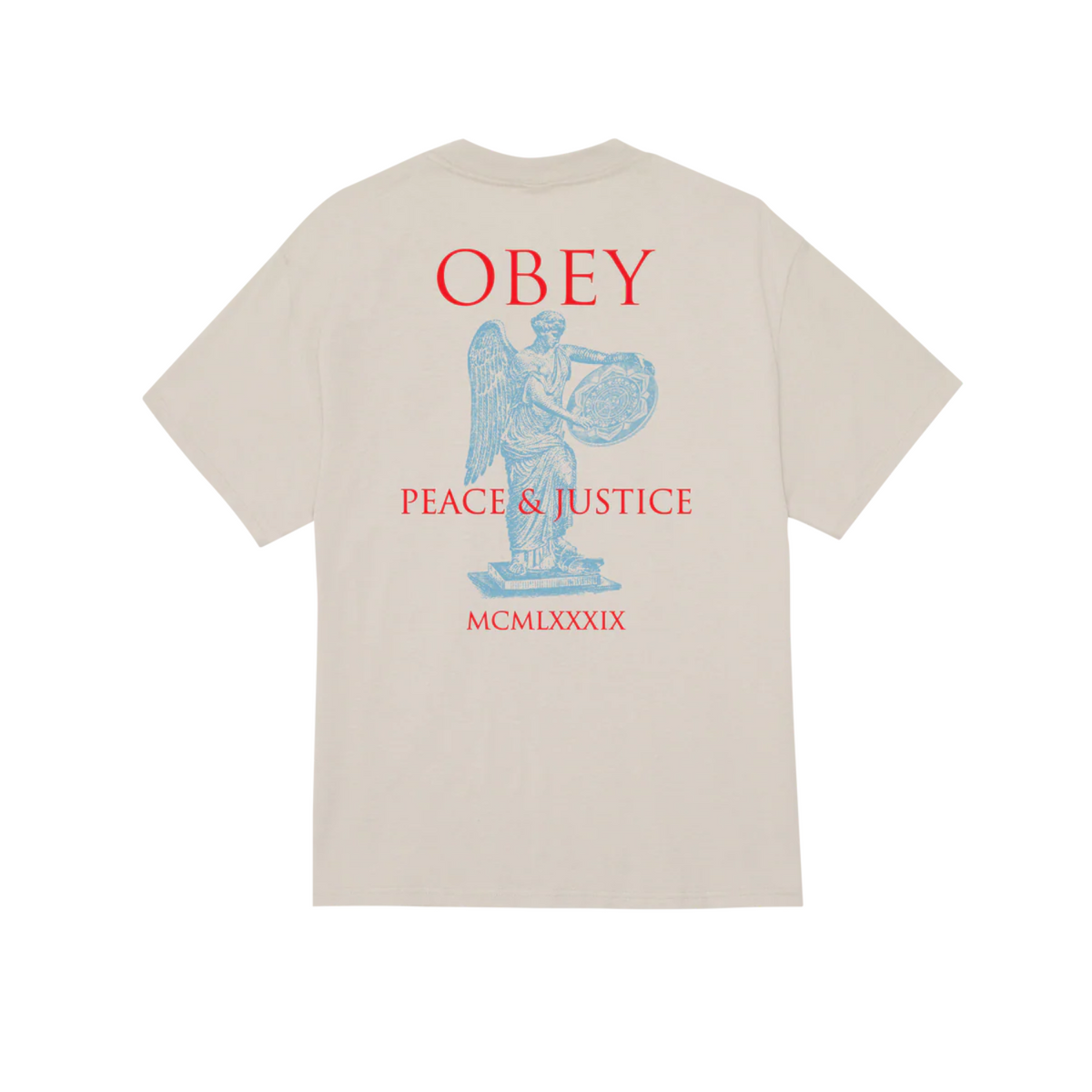 Obey Peace and Justice Statue Tee Silver Grey