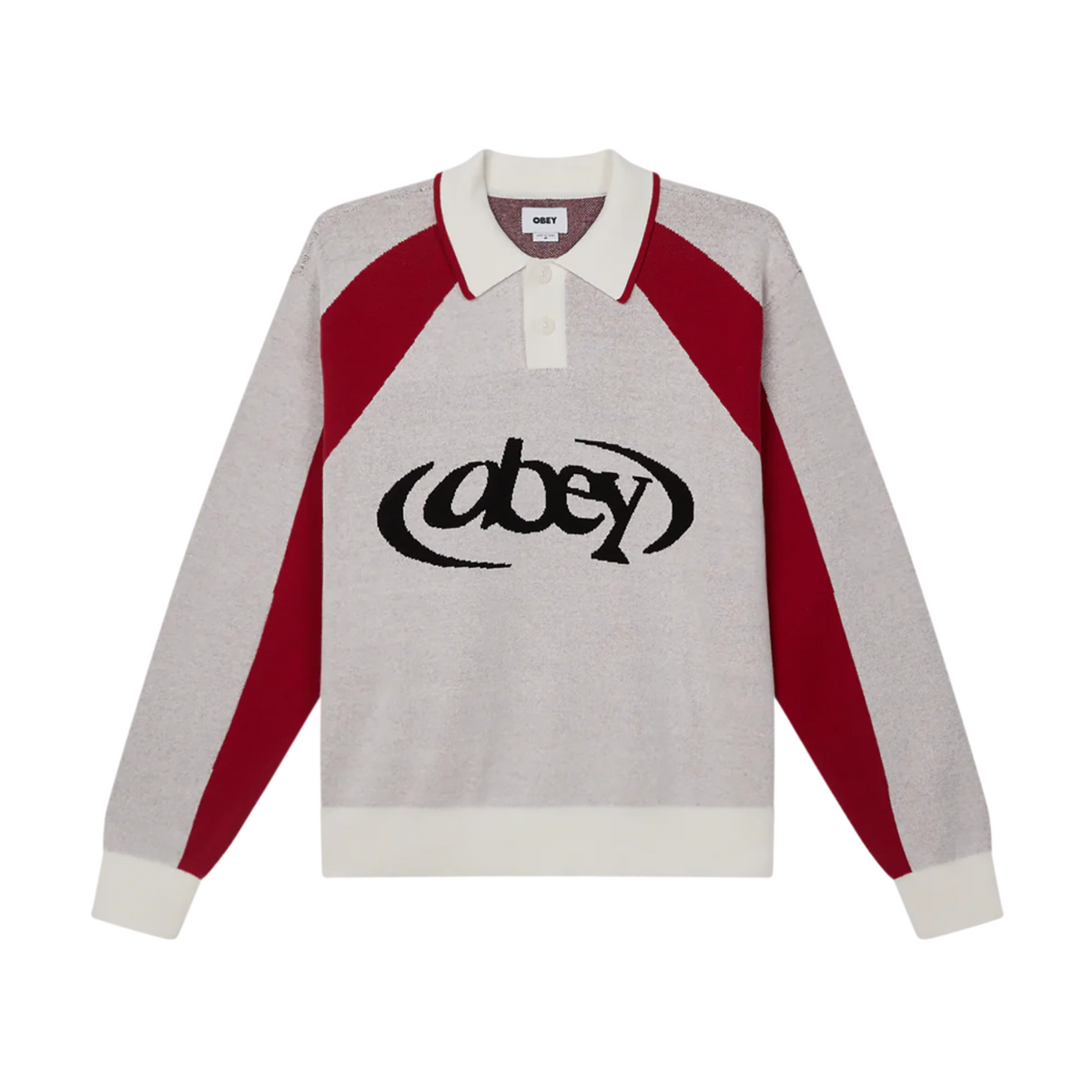 Obey Soccer Polo Sweater White Multi