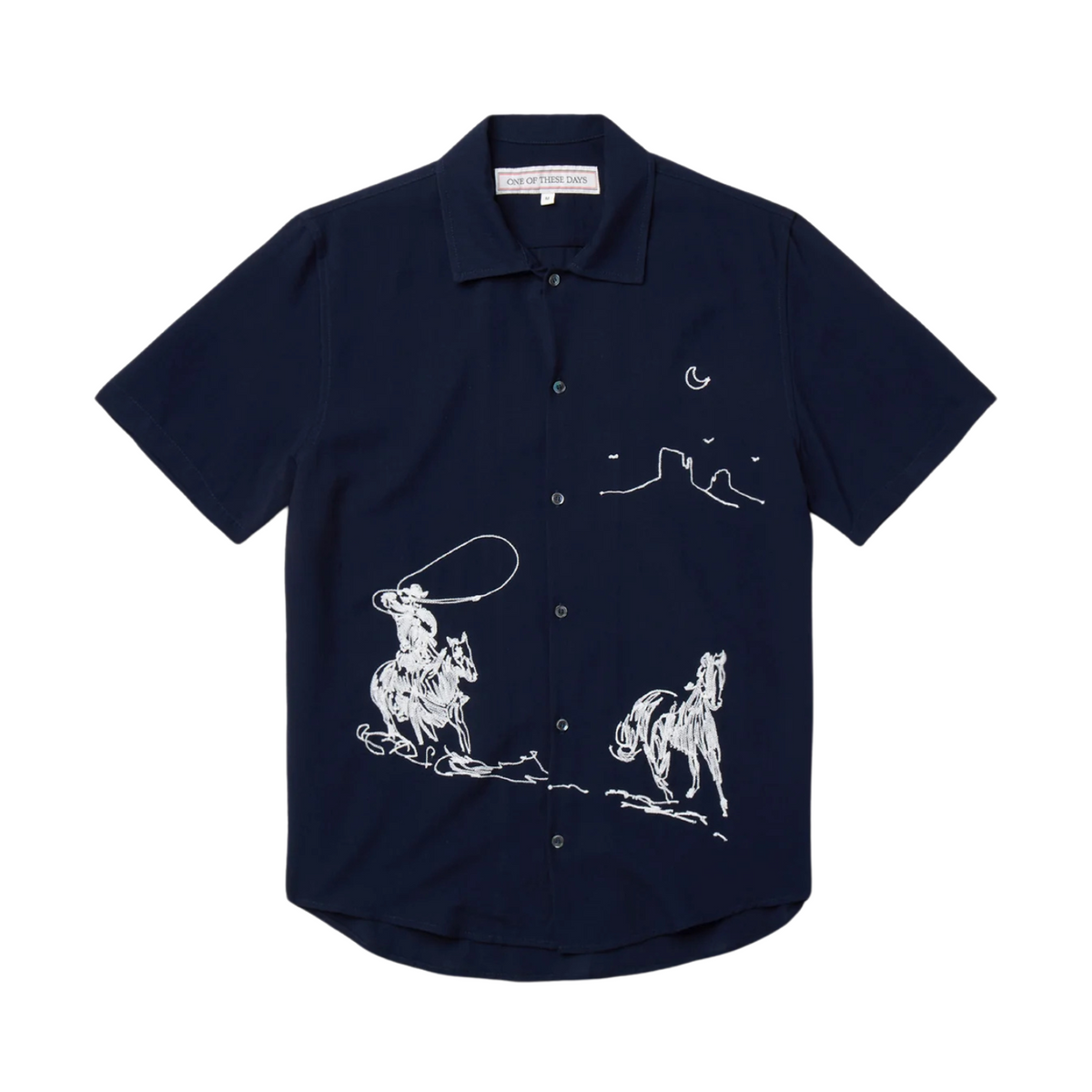 One of These Days Into the Distance Camp Shirt Navy