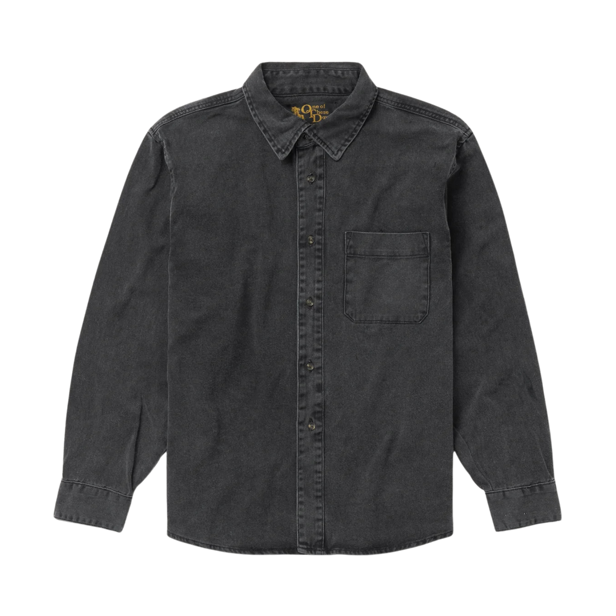 One of These Days Washed Black Denim Button Down Shirt