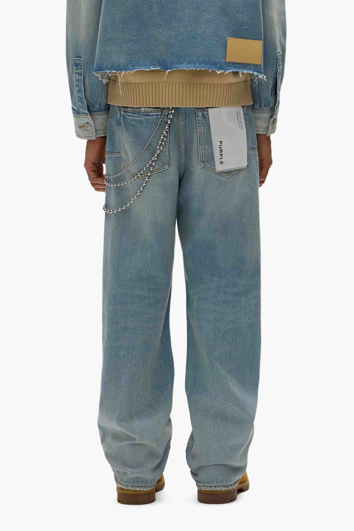 Purple Denim P018 Basalt Distressed Light Indigo