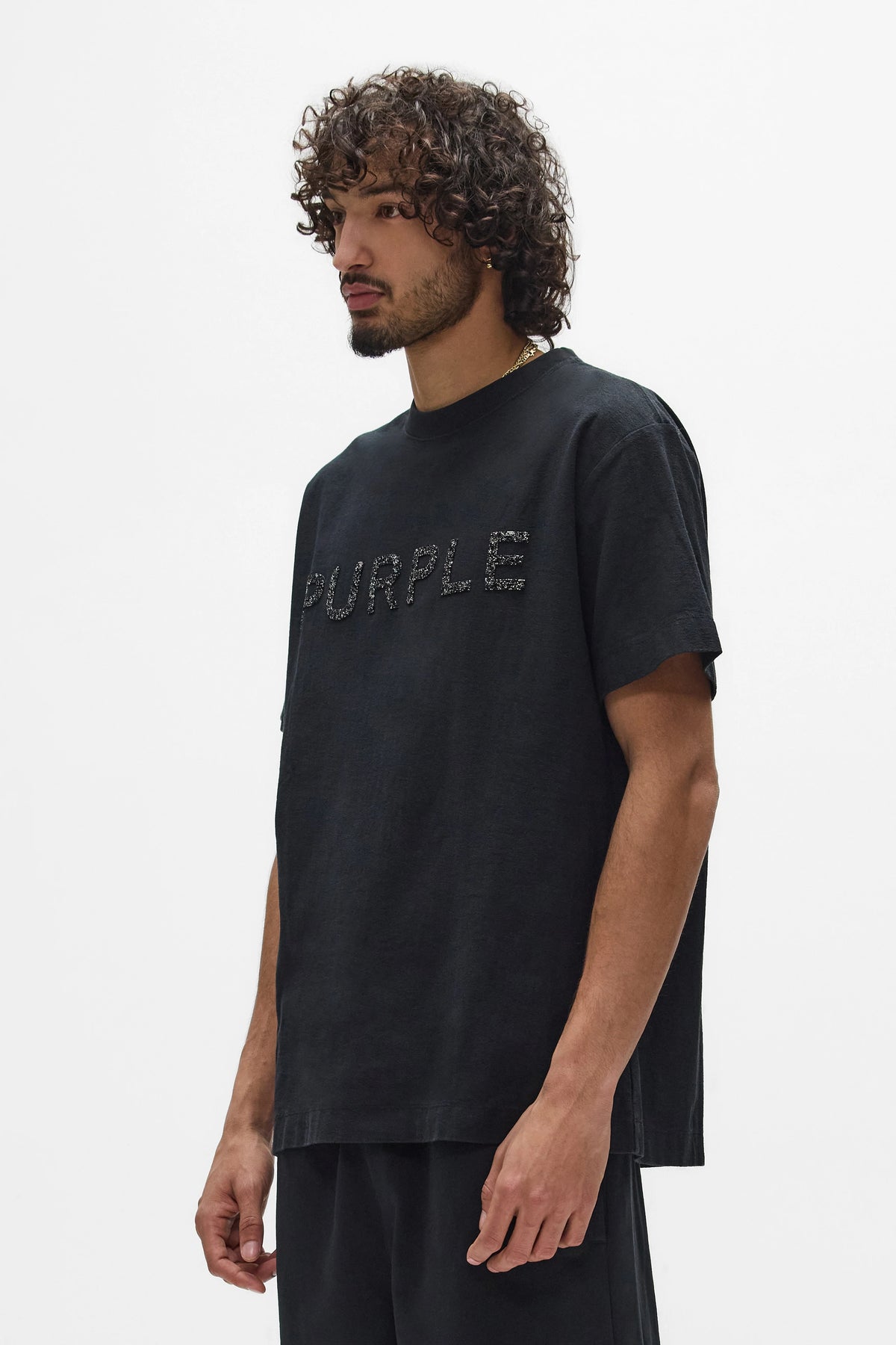 Purple Textured Jersey SS Tee Black Beauty