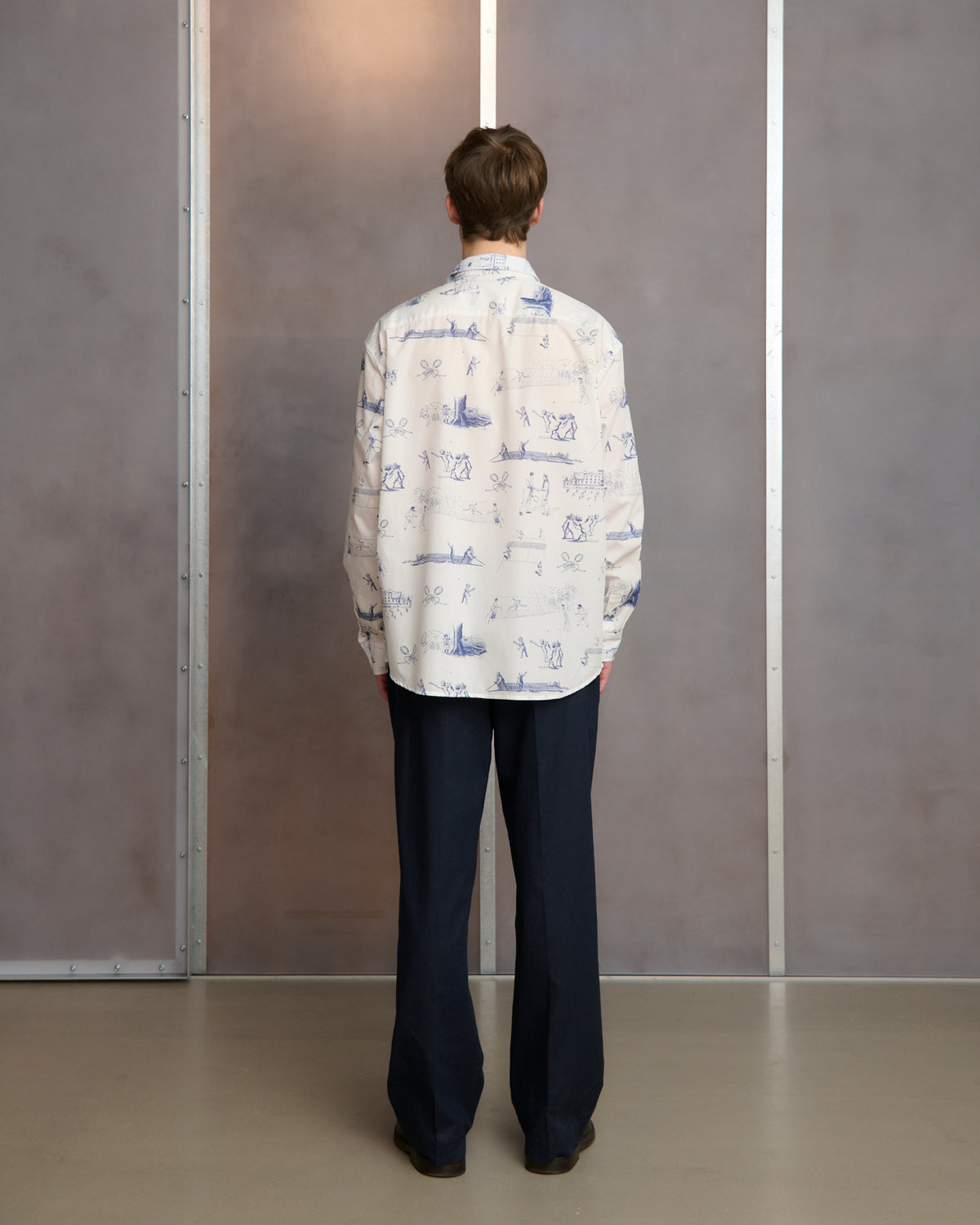 Palmes Printed Poplin Shirt White