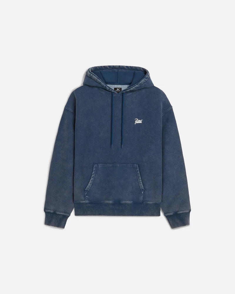 Patta Classic Acid Washed Hooded Sweater Estate Blue