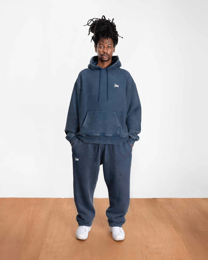Patta Classic Acid Washed Straight Leg Jogging Pants Estate Blue