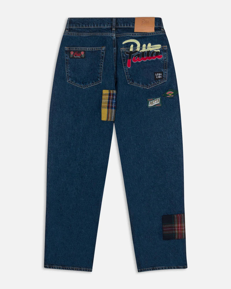 Patta Whole Lotta Labels Denim Pants Blue Denim