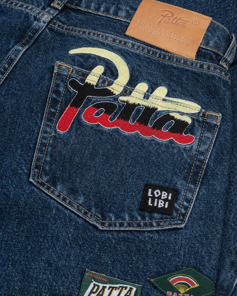 Patta Whole Lotta Labels Denim Pants Blue Denim