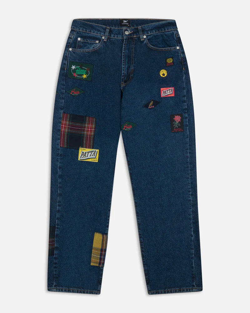 Patta Whole Lotta Labels Denim Pants Blue Denim