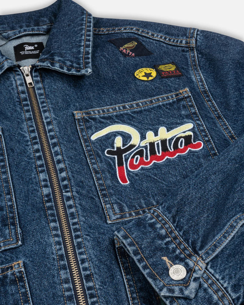 Patta Whole Lotta Labels Denim Jacket Blue Denim