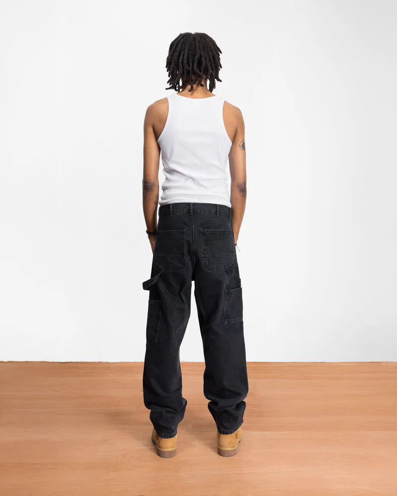 Patta Double Knee Cartoon Denim Pants Black Denim