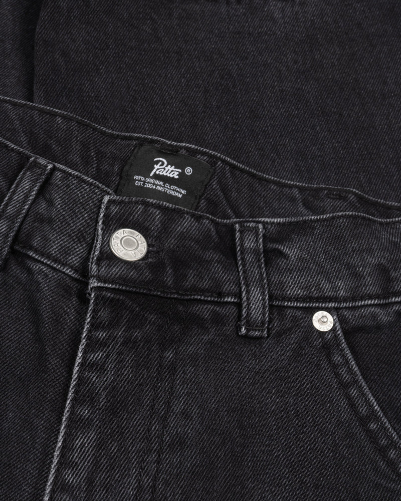Patta Double Knee Cartoon Denim Pants Black Denim
