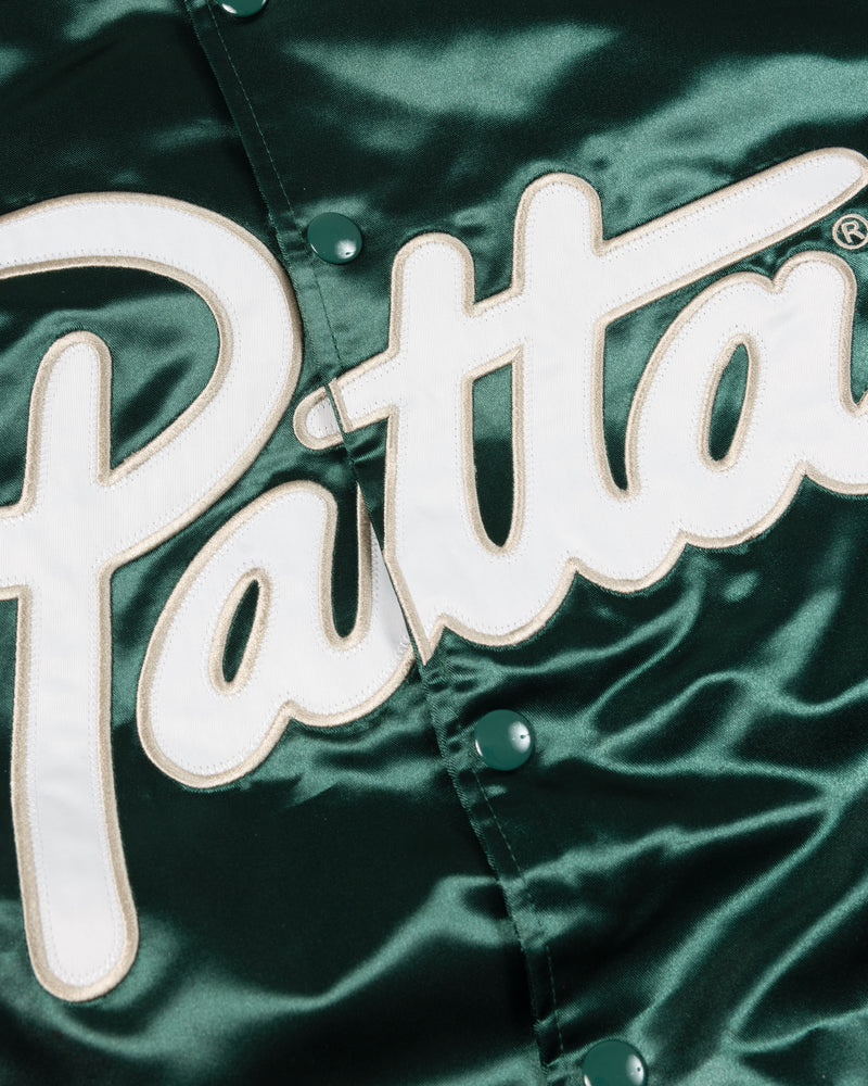 Patta Script Logo Satin Varsity Jacket Bistro Green