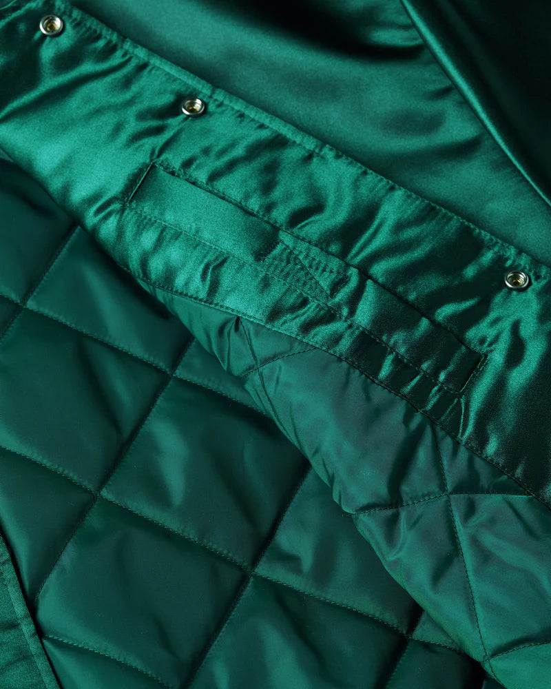 Patta Script Logo Satin Varsity Jacket Bistro Green