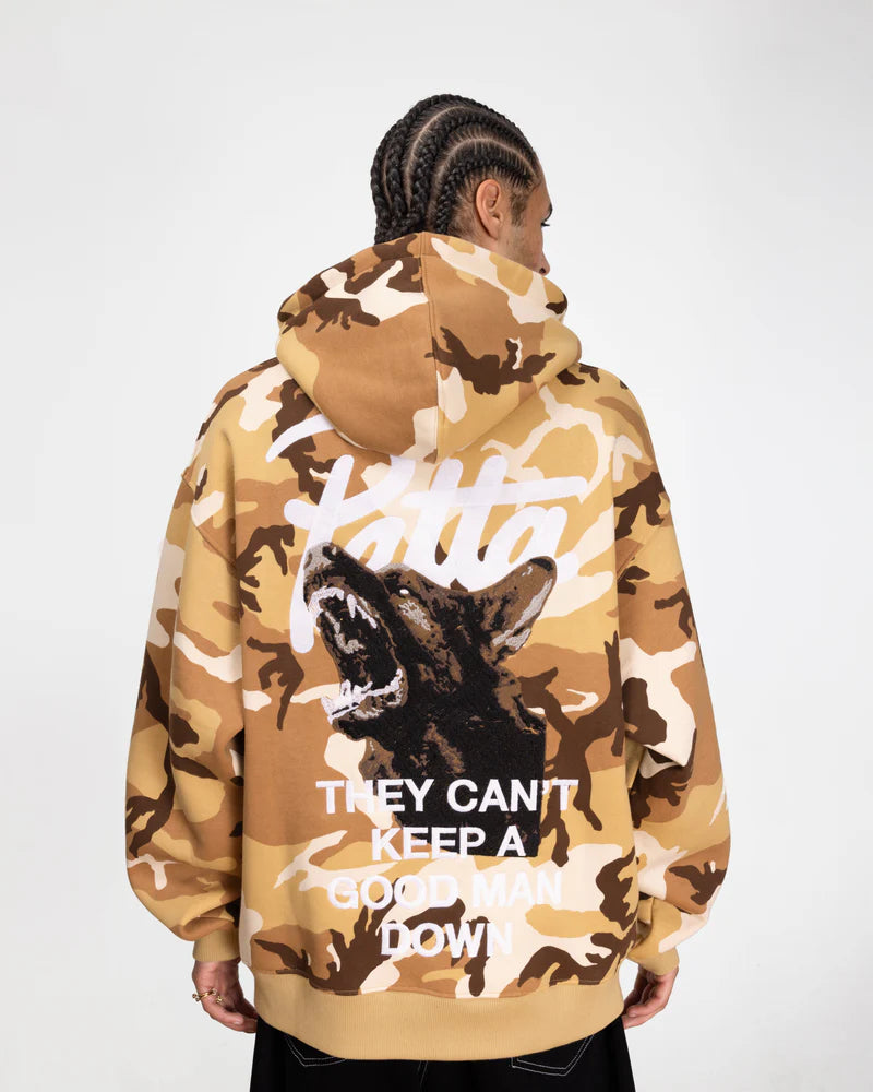 Patta Bark Woodland Camo Boxy Hooded Sweater Sand Dollar