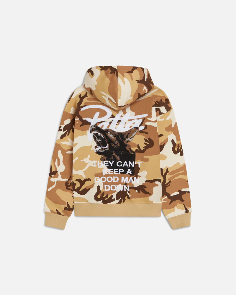 Patta Bark Woodland Camo Boxy Hooded Sweater Sand Dollar