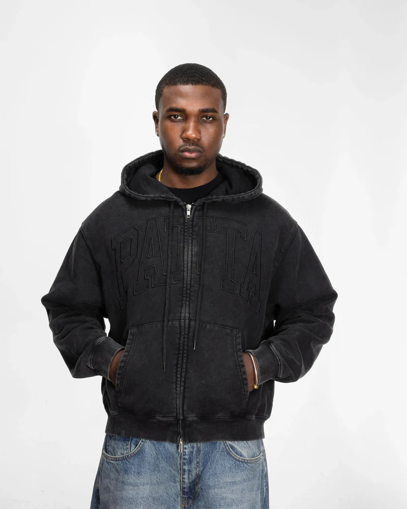 Patta Loopback Logo Zip Hooded Sweater Moonless Night